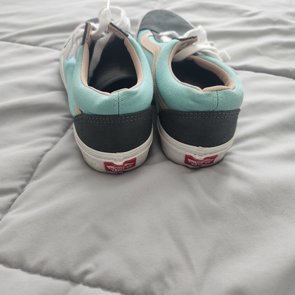 Vans Teal and Gray Shoes with White Laces - Picture 3 of 4